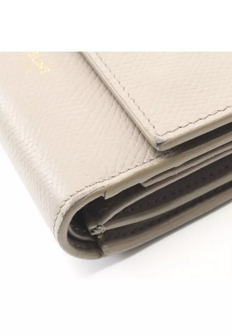 Pre-Loved Celine Small trifold wallet trifold wallet leather Gray beige