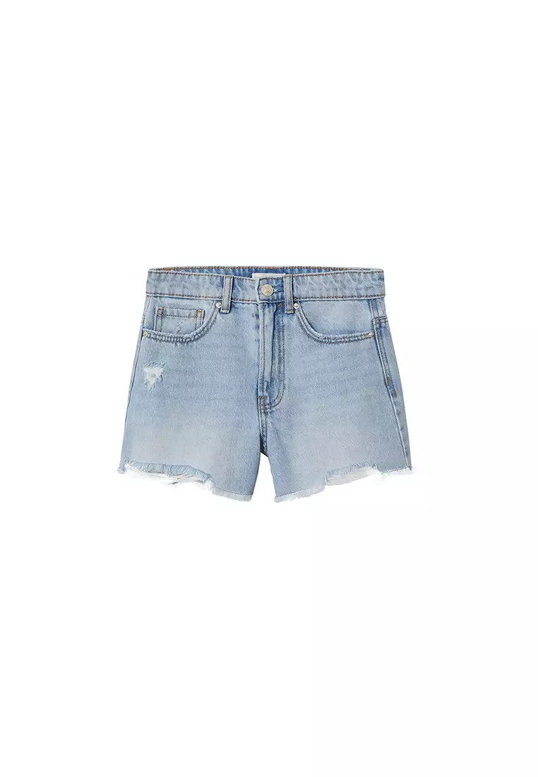 Teens Decorative Ripped Denim Shorts