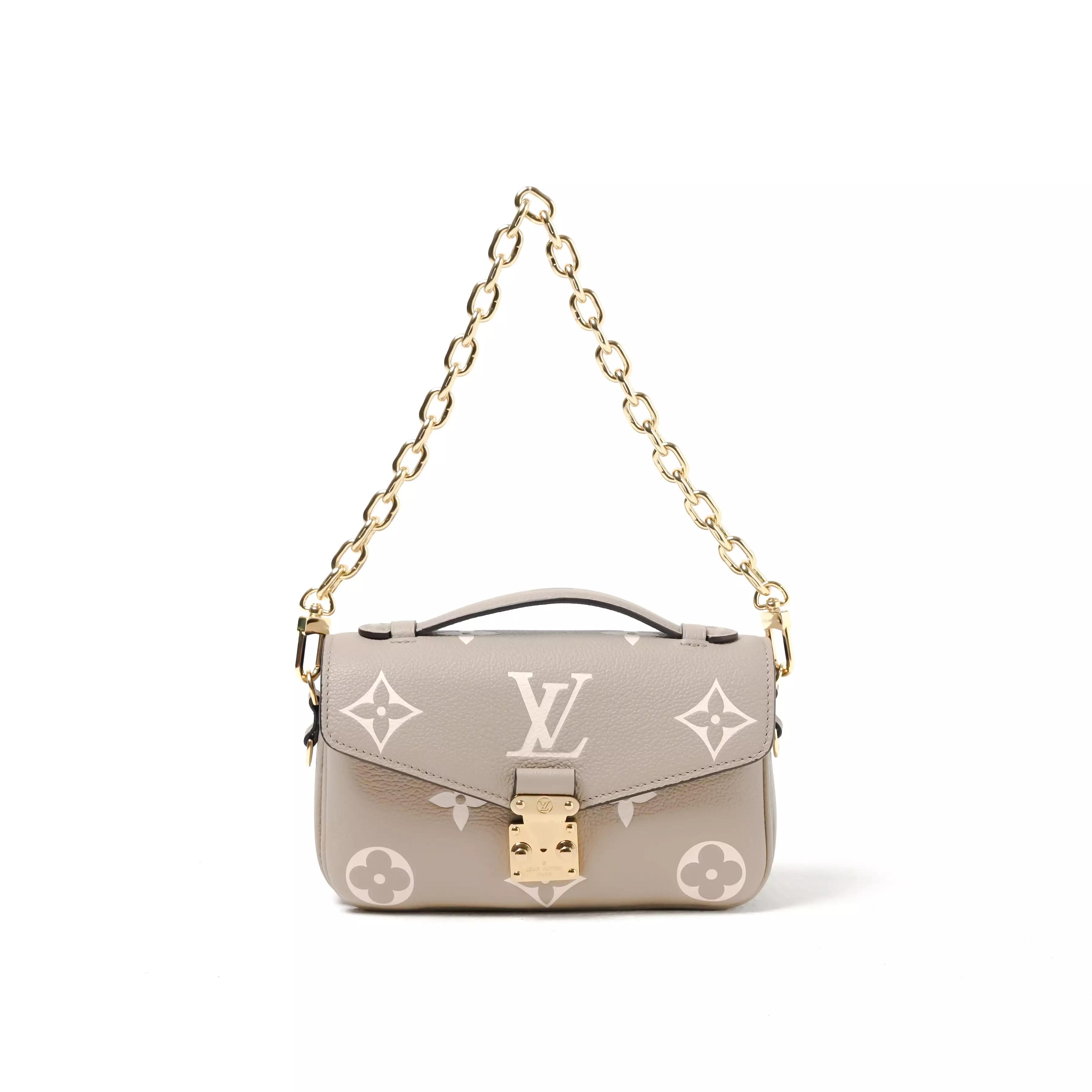 Tas LOUIS VUITTON LV POCHETTE METIS EAST WEST EMPREINTE BEIGE CHAIN SHOULDER BAG 100% ORIGINAL