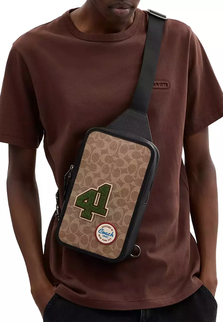 Sullivan Pack Bag In Signature Canvas With Patches in Tan Multi CY819