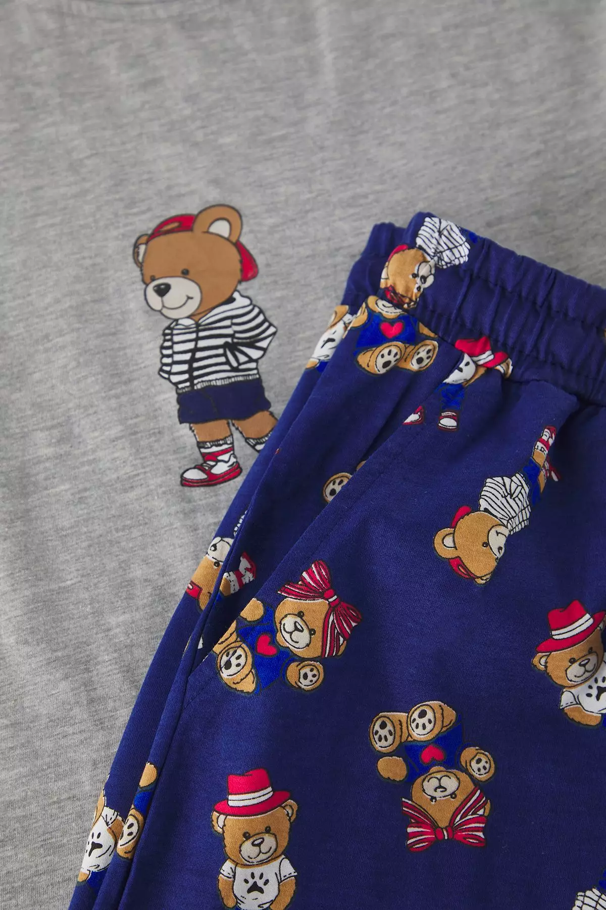 Teddy Bear Printed Shorts Pajama Set