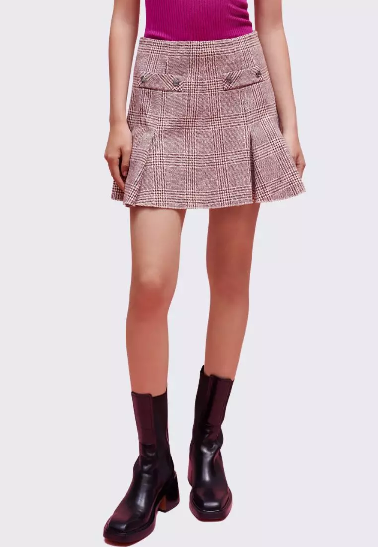 Buy Maje Checked Skirt With Loose Pleats Online ZALORA Malaysia