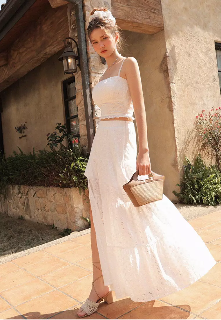 Lace Tiered Maxi Skirt