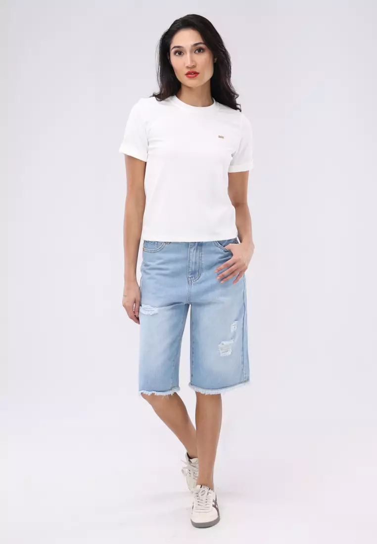 Textured Knits Short Sleeve Blouse