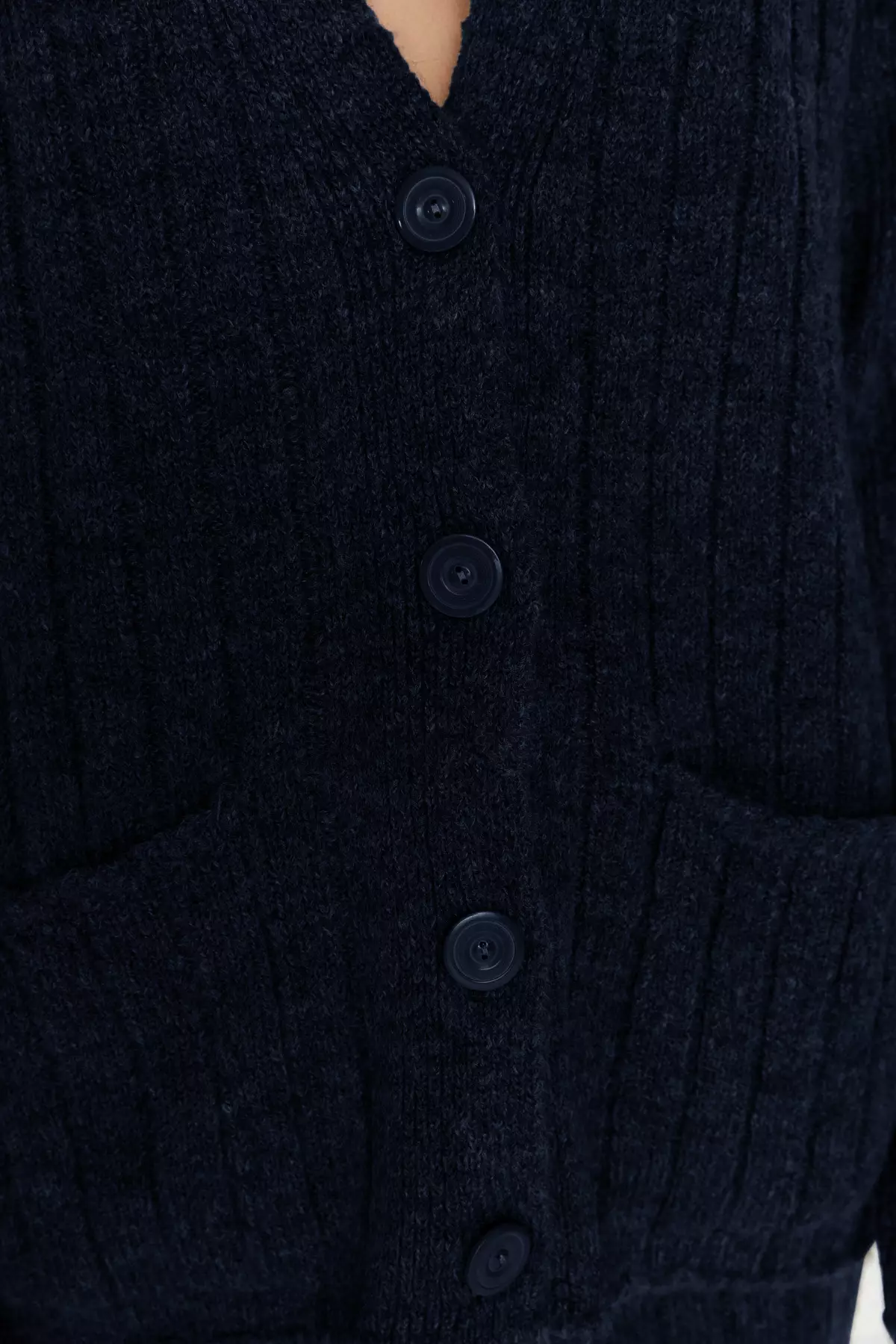 Navy Blue Wide Fit Soft Textured Knitwear Bottom - Top Set Twoaw22Au0128