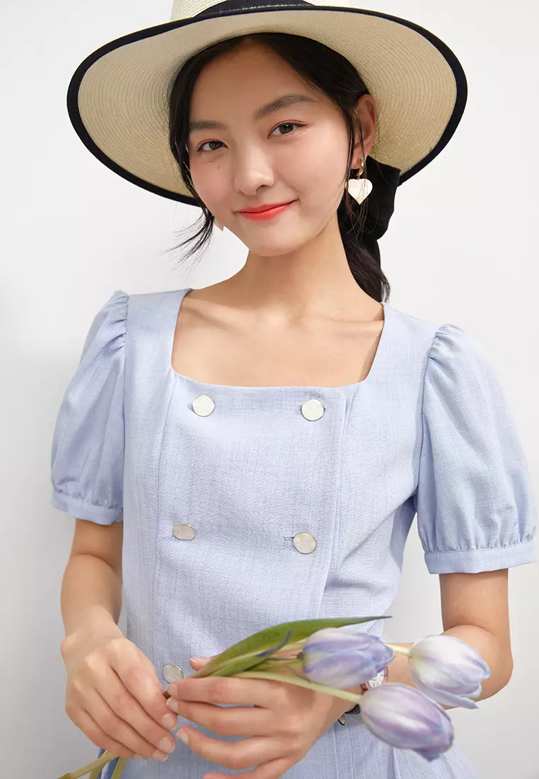 Irregular Pleat Mini Dress