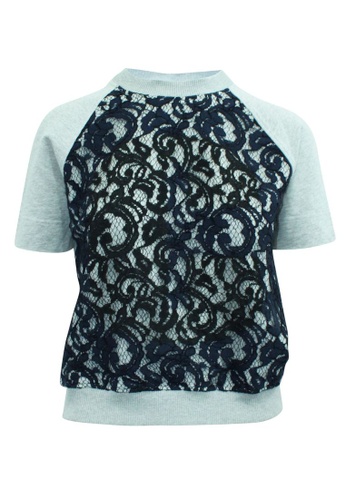 Carven grey carven Grey Top with Lace at Front F75A6AAC8AEF95GS_1