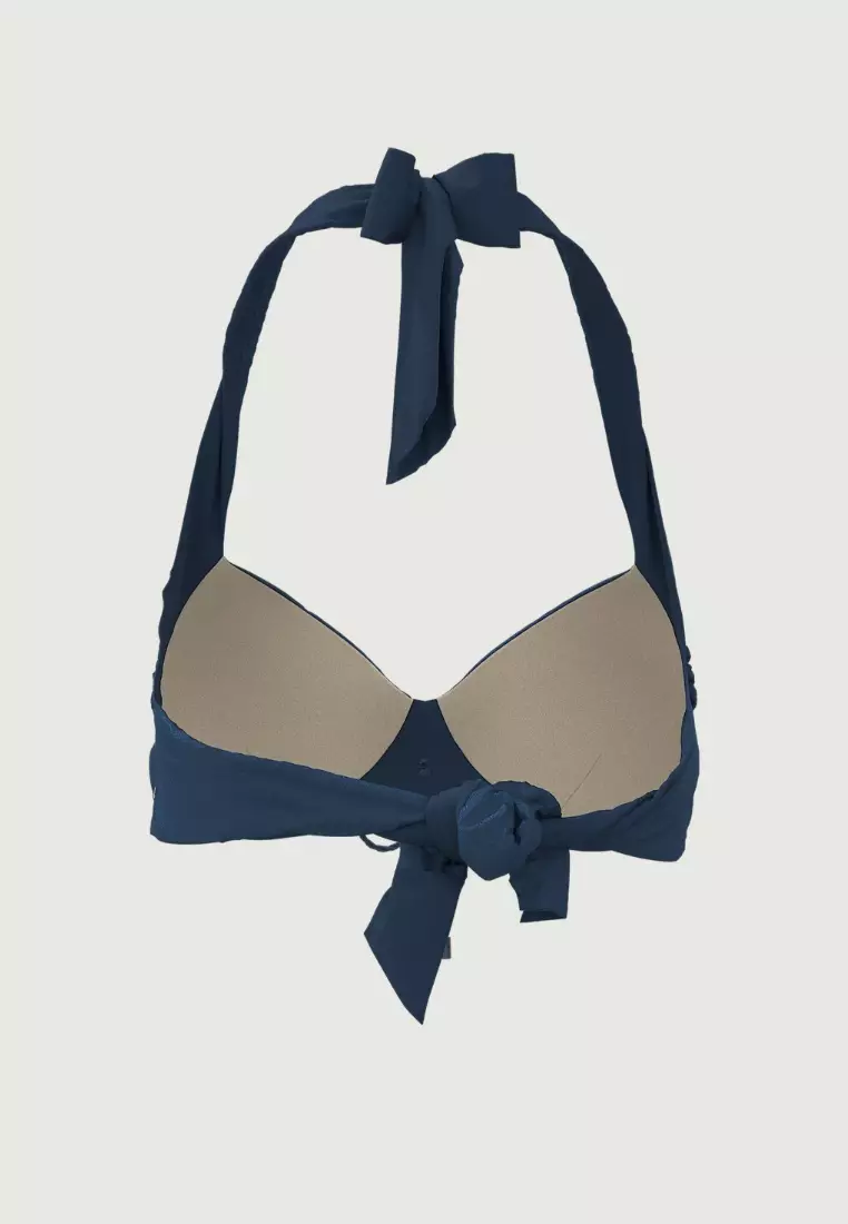 Waterlily Shines Penny Blue Tie Front Halter Top