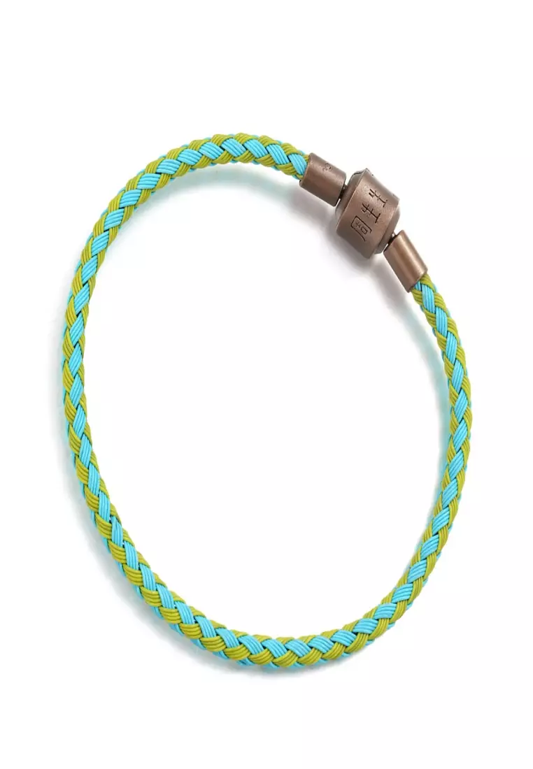 Stainless Steel Charm Bracelet for Women Green x Baby Blue 3mm