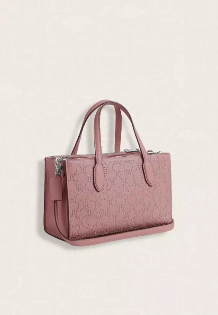 Coach Nina Small Tote Bag With Signature Rivets Pink Petal