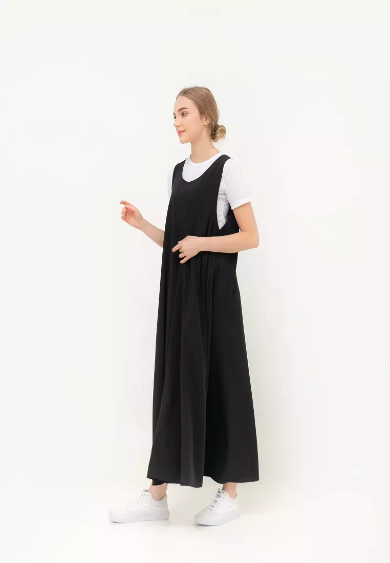 Elaina Overall Dress Black
