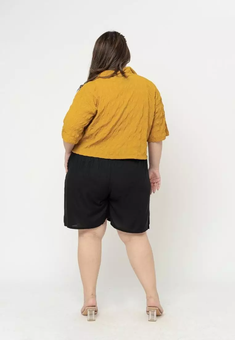 Plus Size Crop Top Posie Mustard