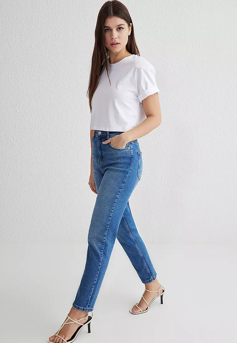 High Waist Comfort Mom Jeans