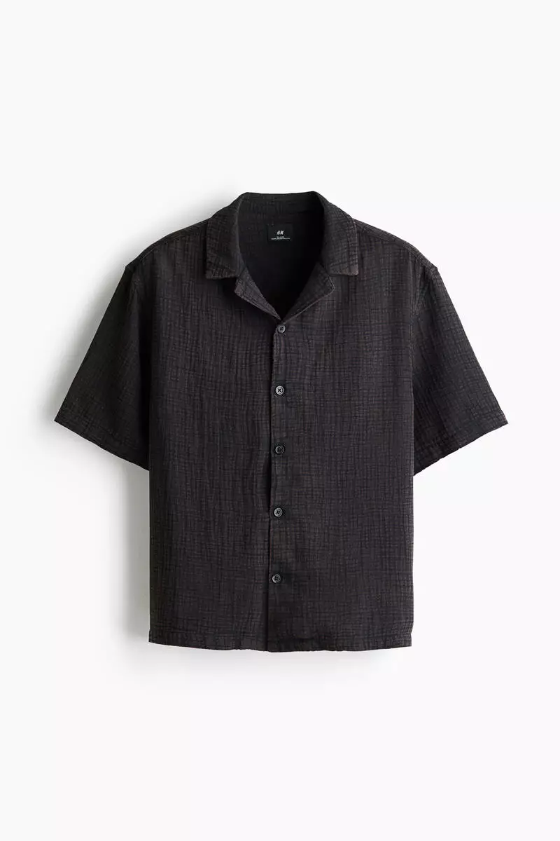 Relaxed Fit Short-sleeved muslin shirt