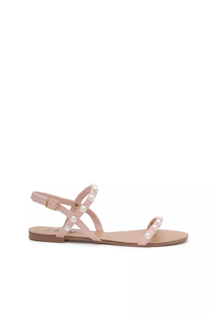 Discount on Nose  shoes - SKU: Pearl Embellished Flat Sandal