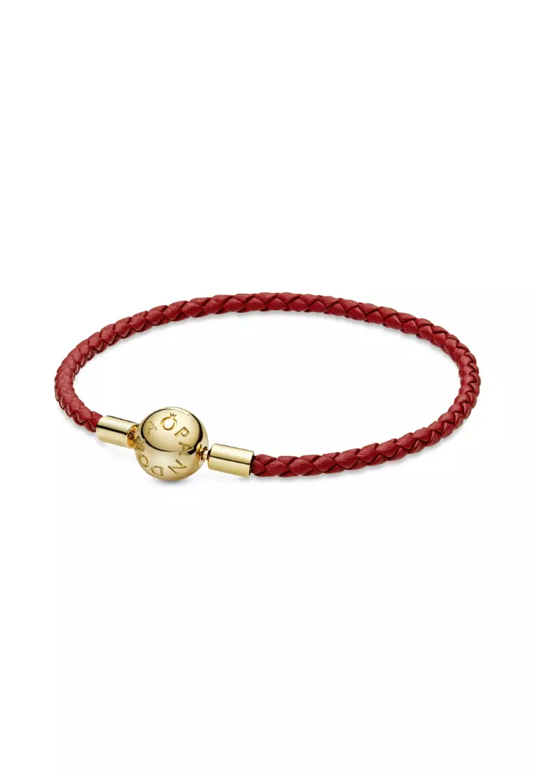 Moments Red Woven Leather Bracelet