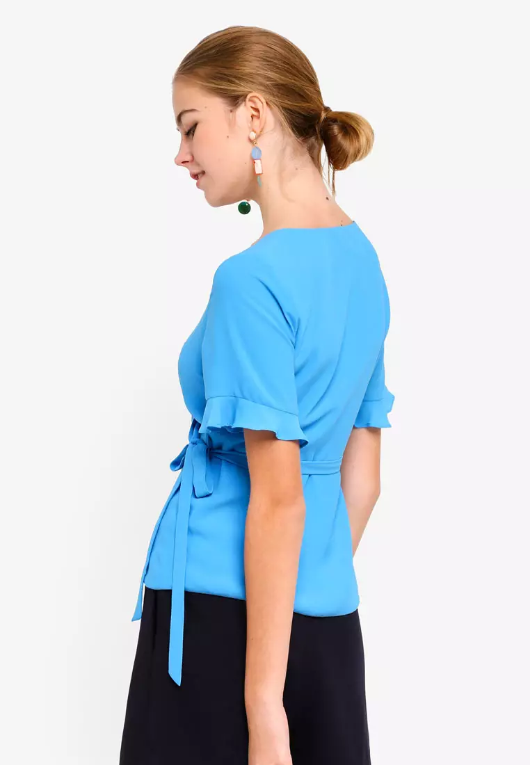 Dressing Paula Ruffled Crepe Wrap Top 2024 Buy Dressing Paula