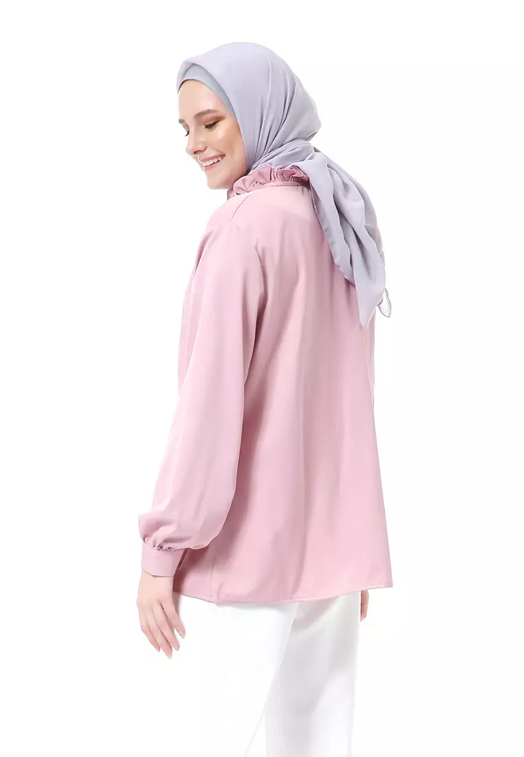 Blouse Muslimah Atasan Wanita Ballon Sleeve Regular Fit - Dusty Pink