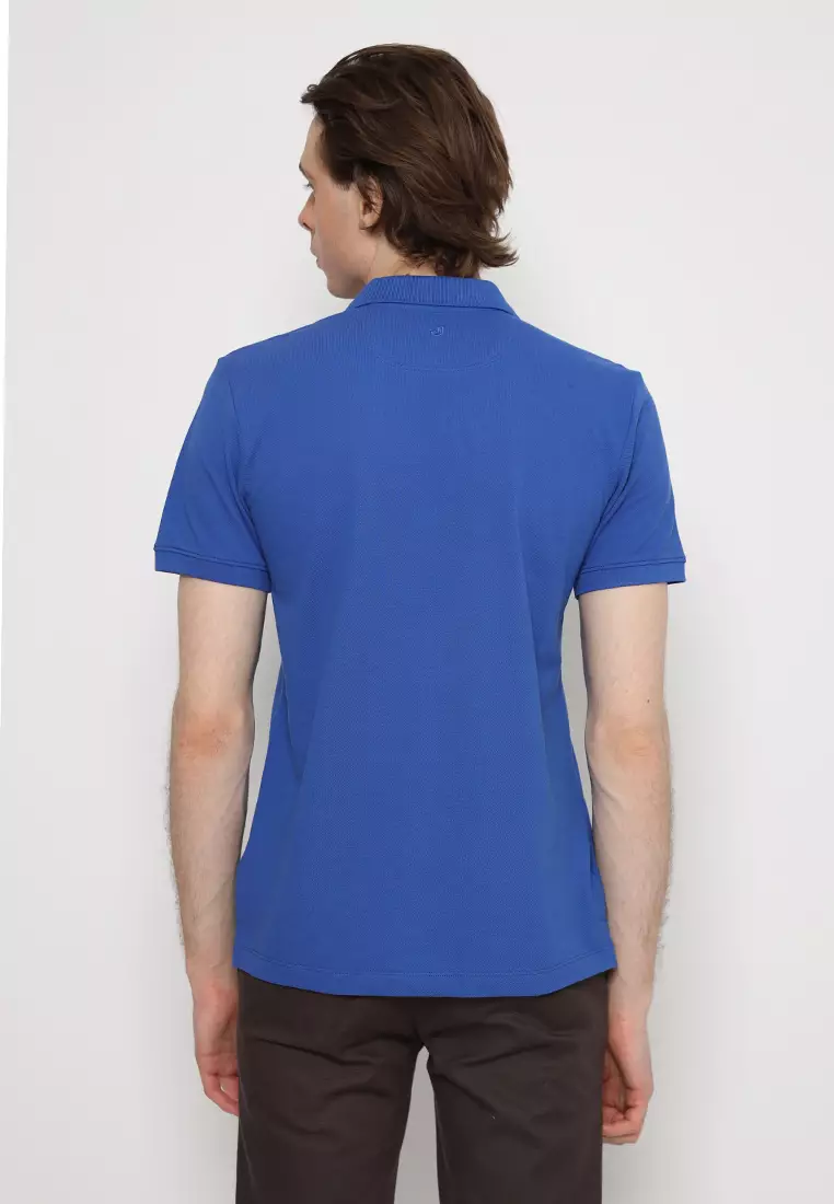 Jobb Sanders Polo Shirt Pria Lengan Pendek Slim Fit Biru