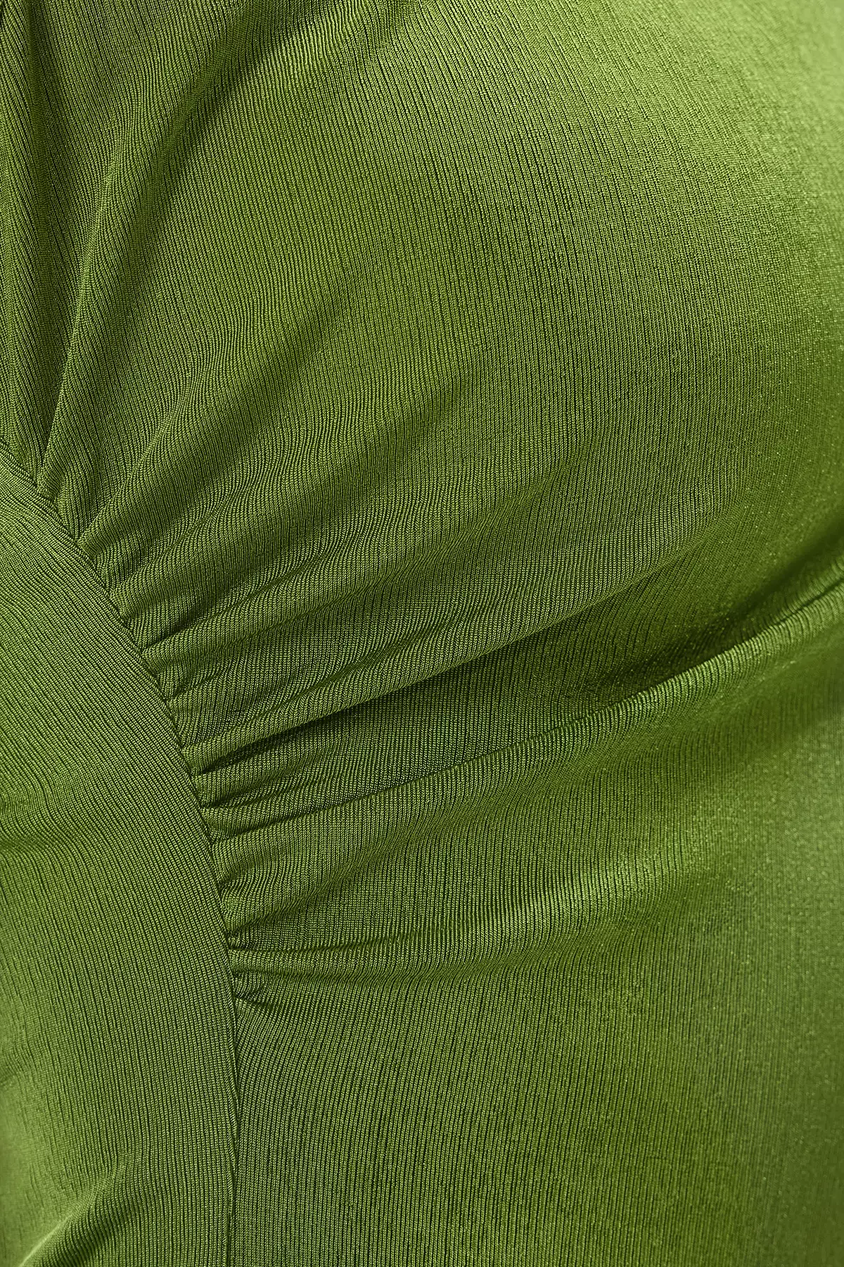 Green Zero Sleeve Gathered Detail Crew Neck Knitted Bodysuit with Snaps at the Bottom TWOSS25BD00021