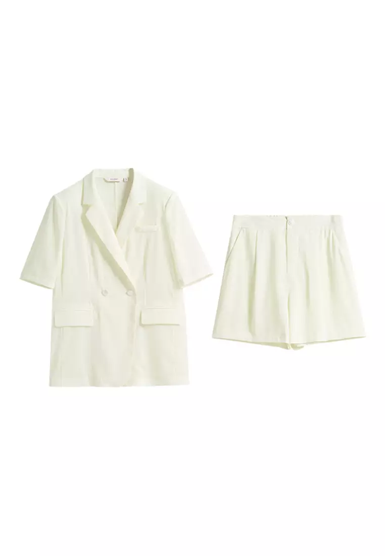 White shorts clearance and blazer set