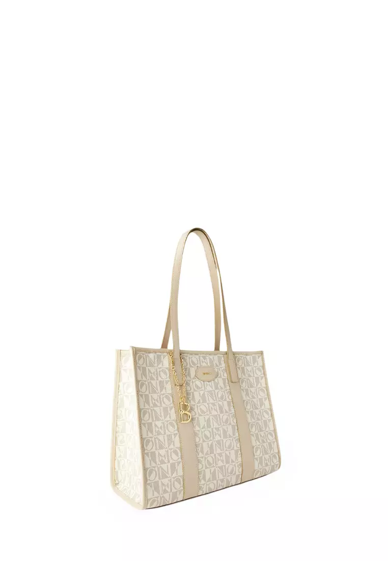 Bonia Beige Roma Large Monogram Tote Bag