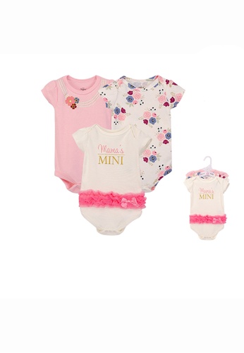 Little Kooma white and pink Little Treasure Baby Bodysuits 3 Piece Pack Mama's Mini 72784 EE30DKA03CCC10GS_1