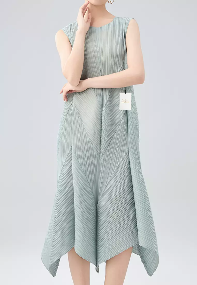 Patchwork Pleated Dress GFZ8889