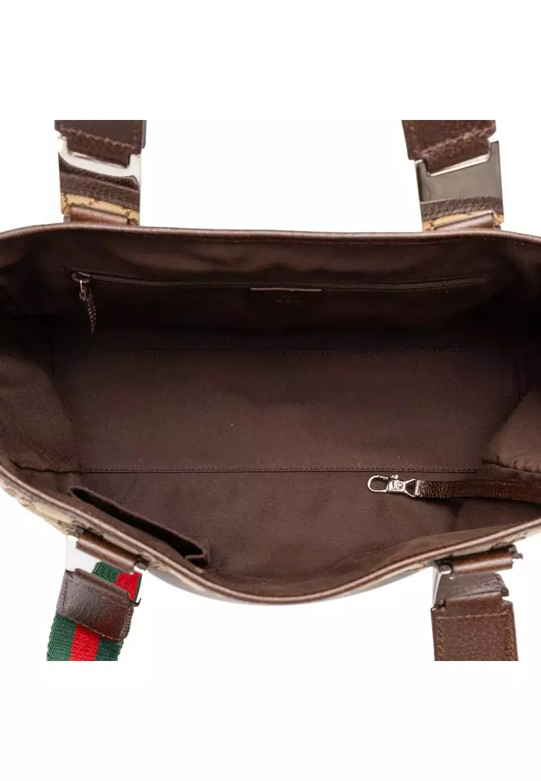 Pre-Loved Gucci Gg Canvas Web Horsebit Tote