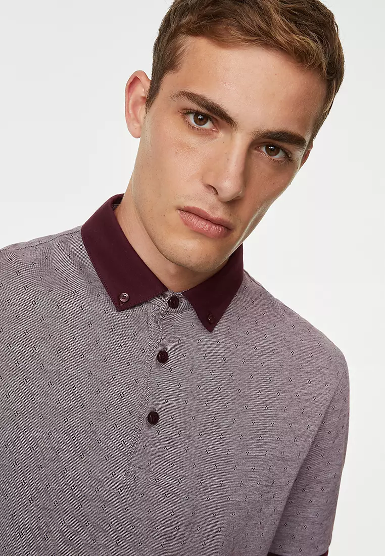 Pure Cotton Jacquard Polo Shirt