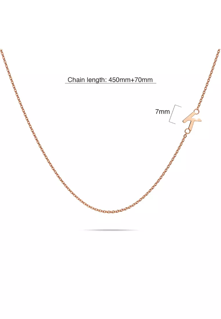 Sparkling Alphabet Initials Stainless Steel Necklace in Rose Gold - K