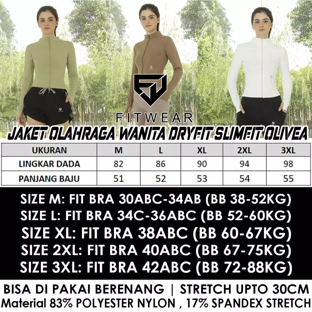 Fitwear - Jaket / Jacket Olahraga Wanita OLIVEA SLIMFIT NEW - APRICOT