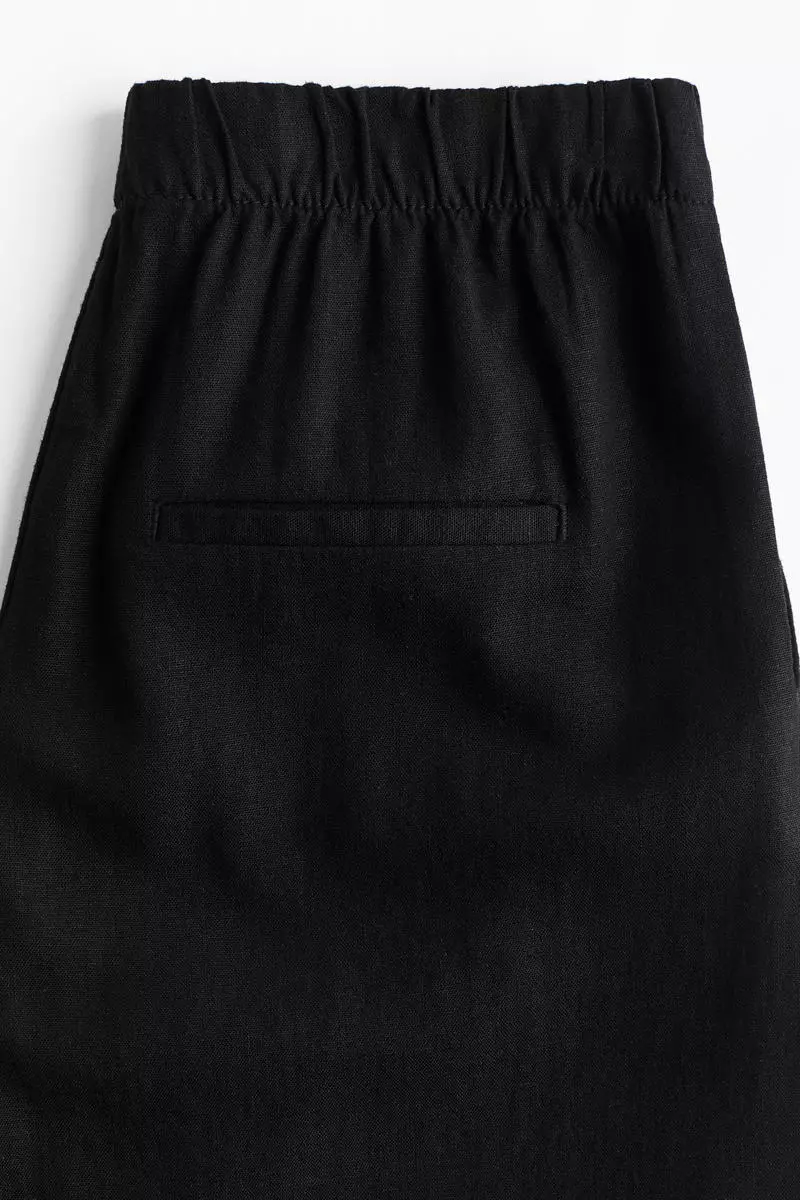 Wide linen-blend trousers