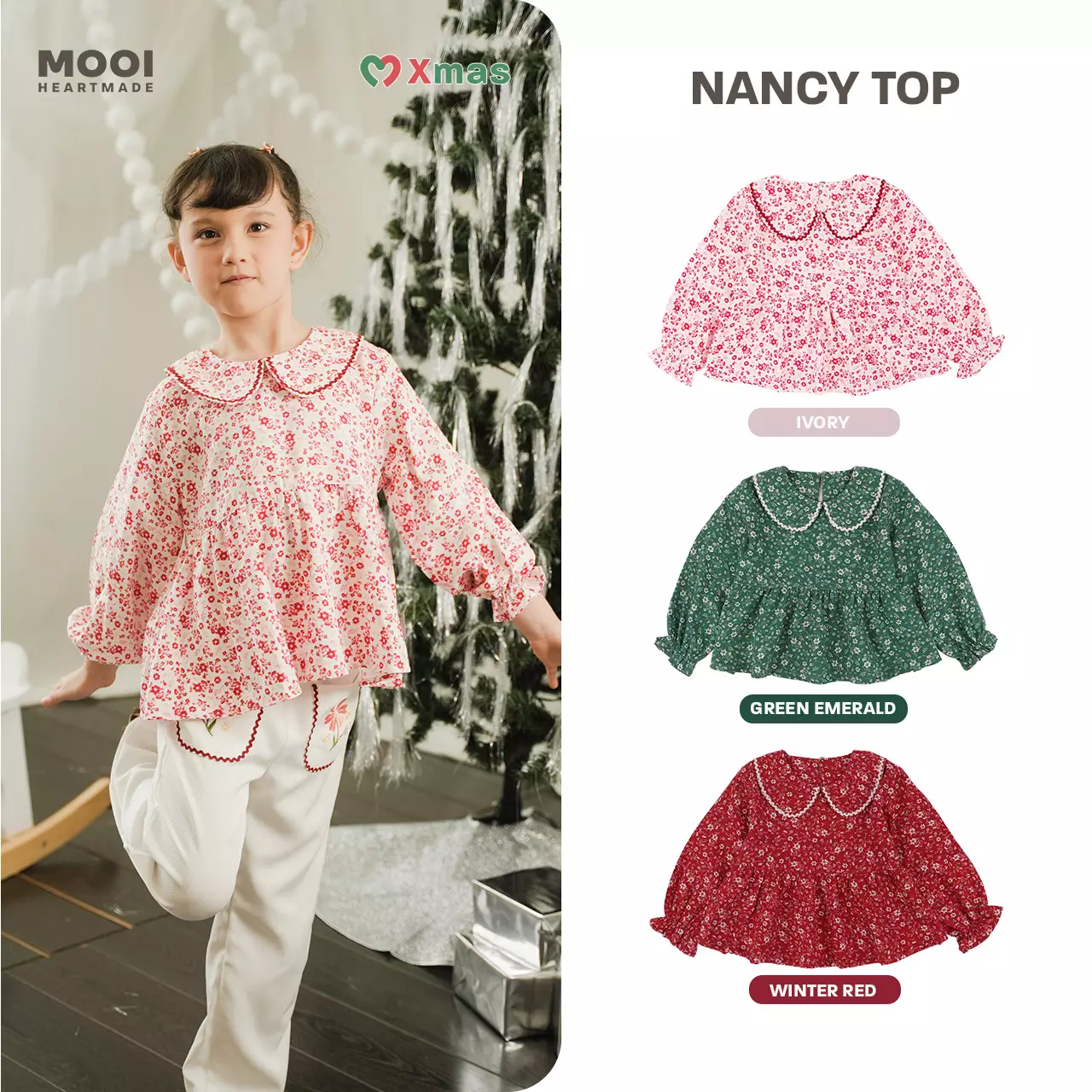 Mooi Atasan Anak Perempuan Nancy Top - Ivory