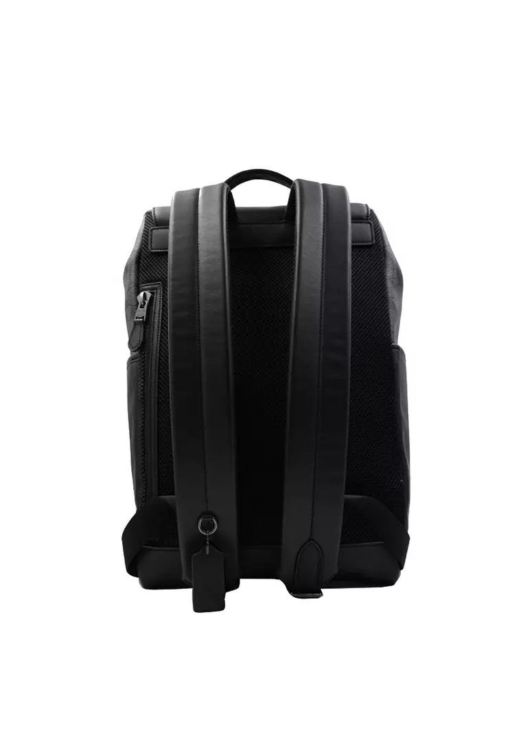 Coach men's black leather backpack online