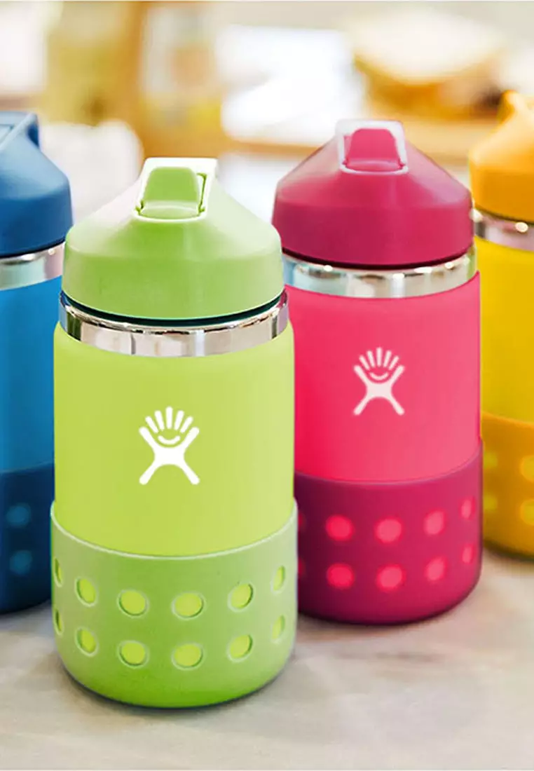 Hydro Flask Kids 12 oz. Insulated Wide Mouth Bottle With Straw Lid & Boot -  Dew