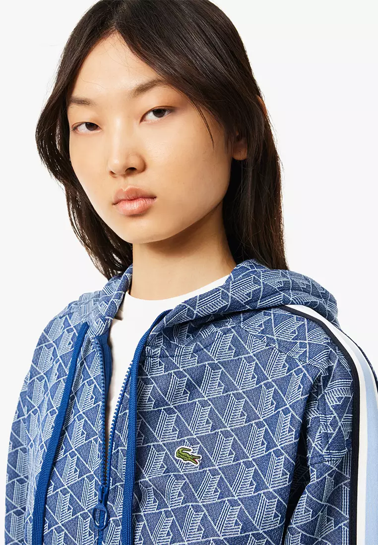 Monogram Jacquard Zip Front Hoodie
