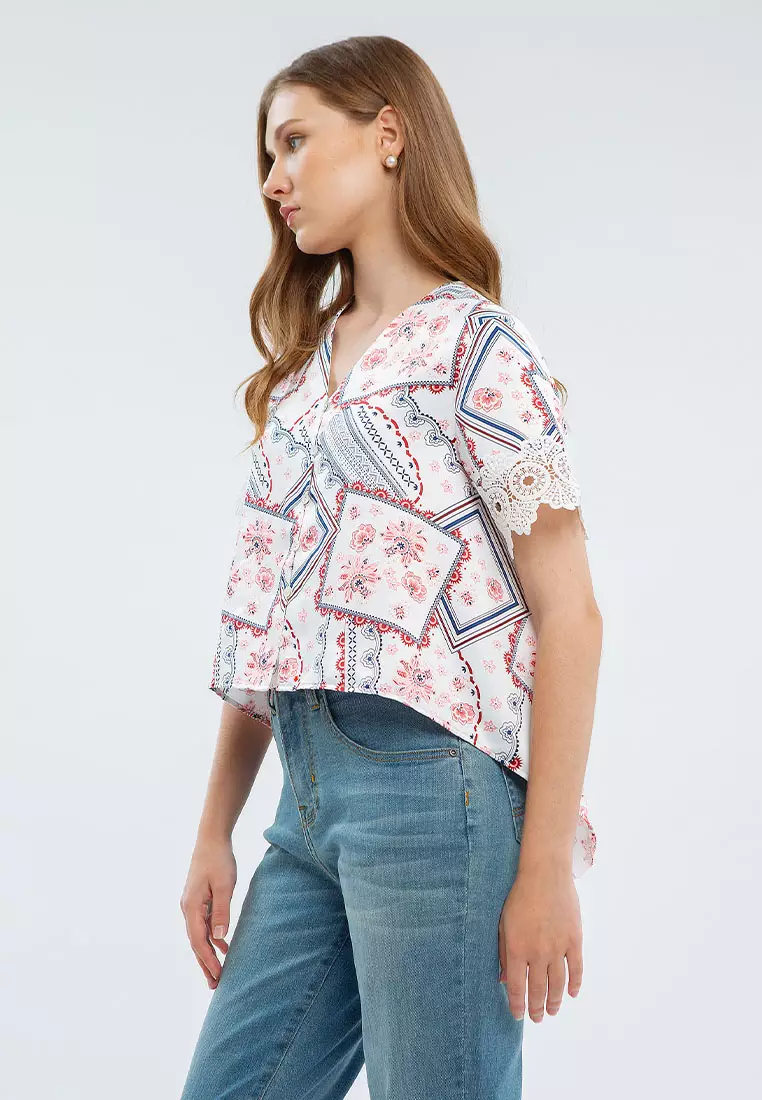 Minimal Giandra Blouse Red White