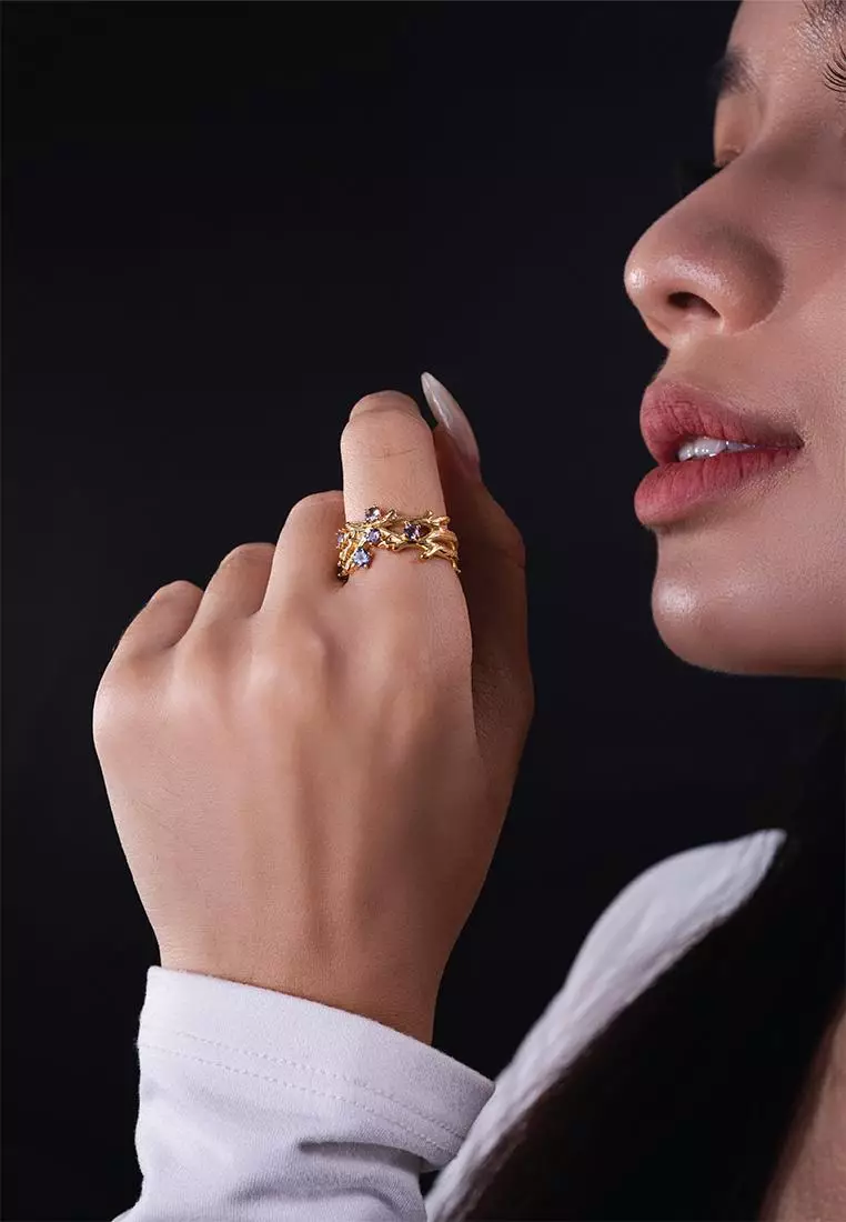 Cora Vogue Multi-Gems Ring (18K Gold Plated)