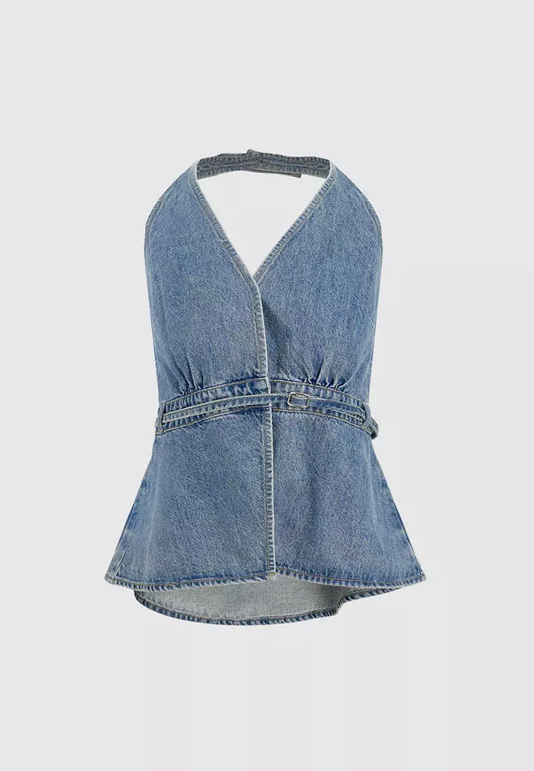 Halter Neck Denim Blouses