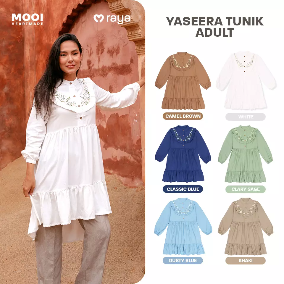 Mooi Tunik Wanita Atasan Wanita Raya Collection Yaseera Tunic - Dusty Blue