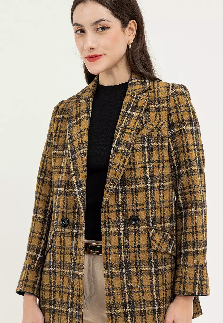 Woolen Plaid Coat
