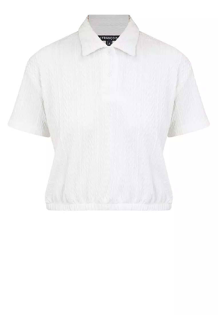 Ladies Harper Gartered Hem Polo Shirt White
