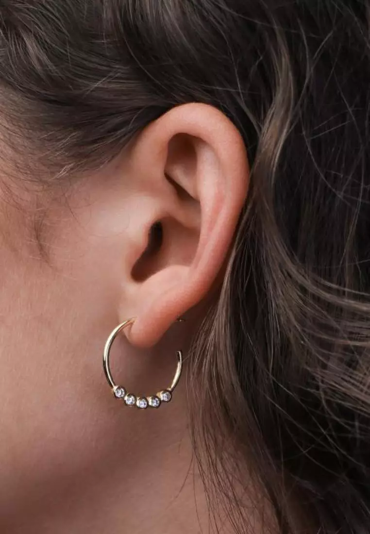 Vermeil Crystal Midi Hoop Earrings
