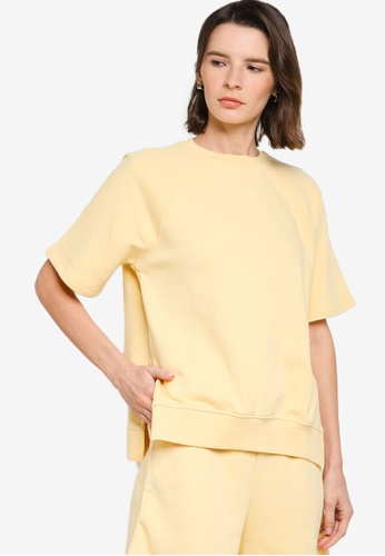 H&M yellow Short-Sleeved Sweatshirt 4F4EDAAF35B787GS_1