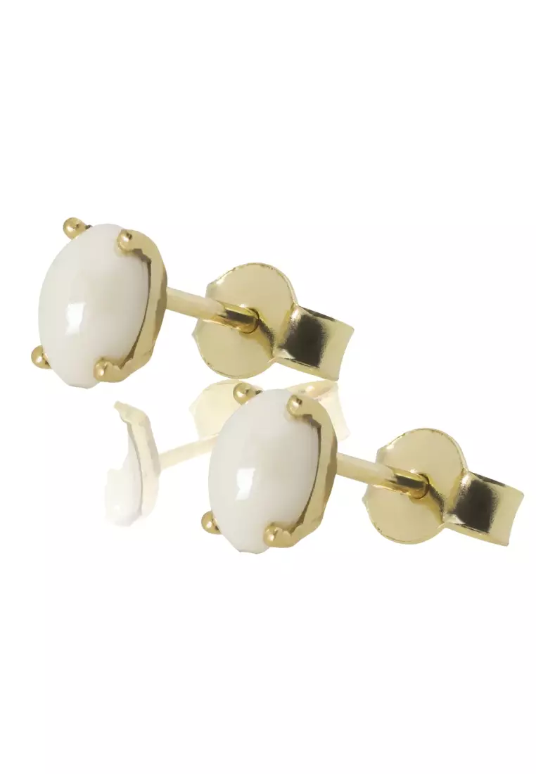 Pearl Oval Studs 18k Gold