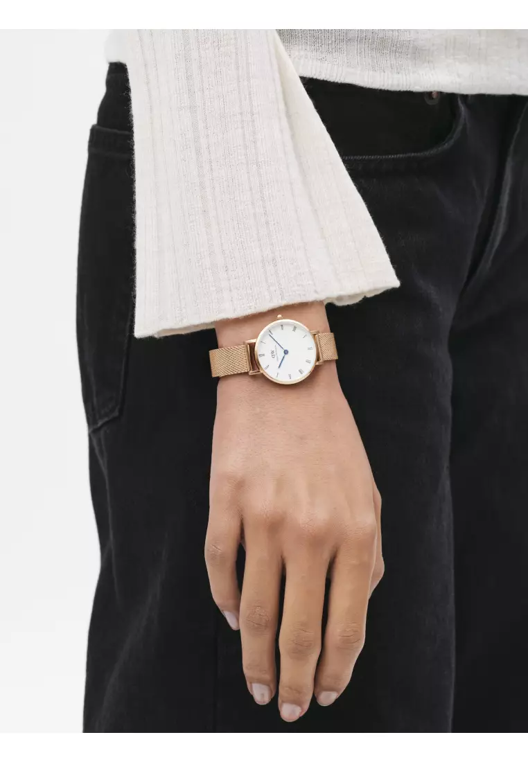 Petite Roman numerals 28mm Melrose Rose Gold White Dial - Fashion Watch for women - Stainless Steel Strap Watch - Female Watch - DW Official - Authentic