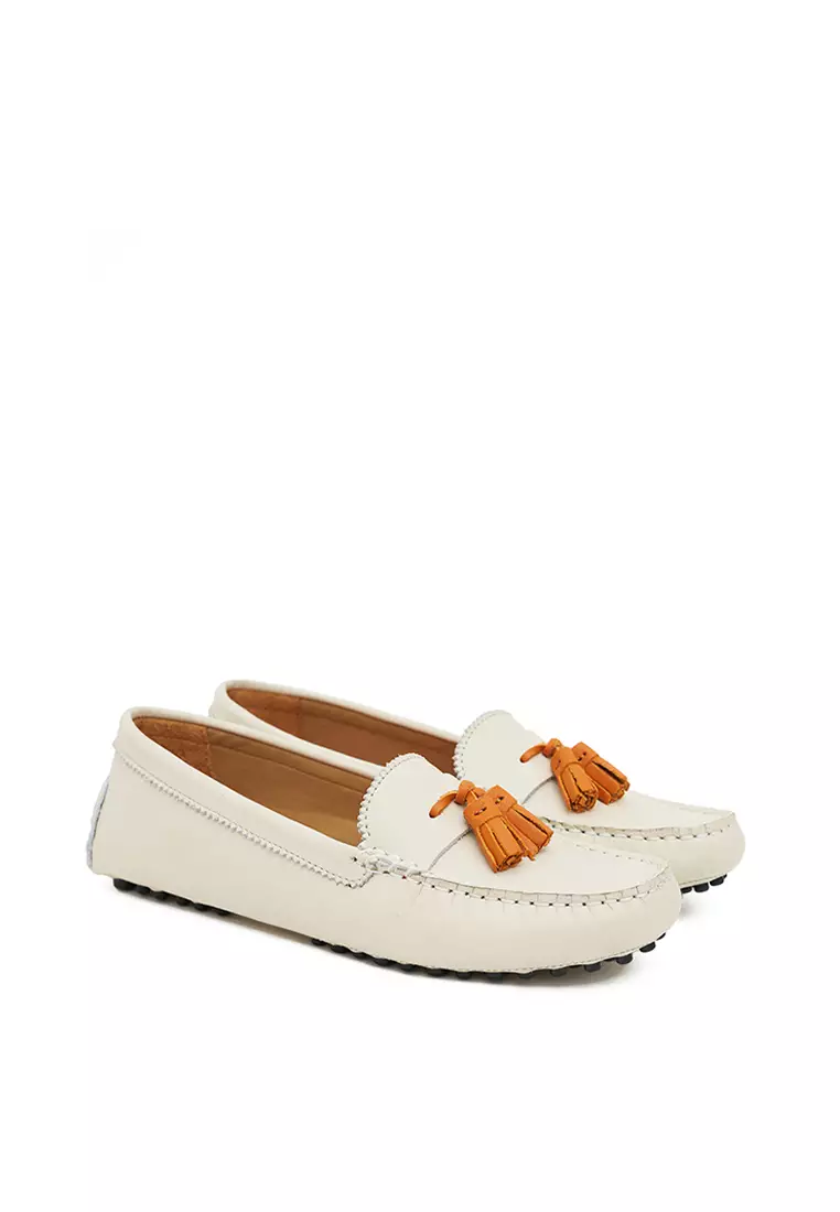 Sepatu Wanita Casual Loafer Moccasin Gino Mariani Elene 1 Putih