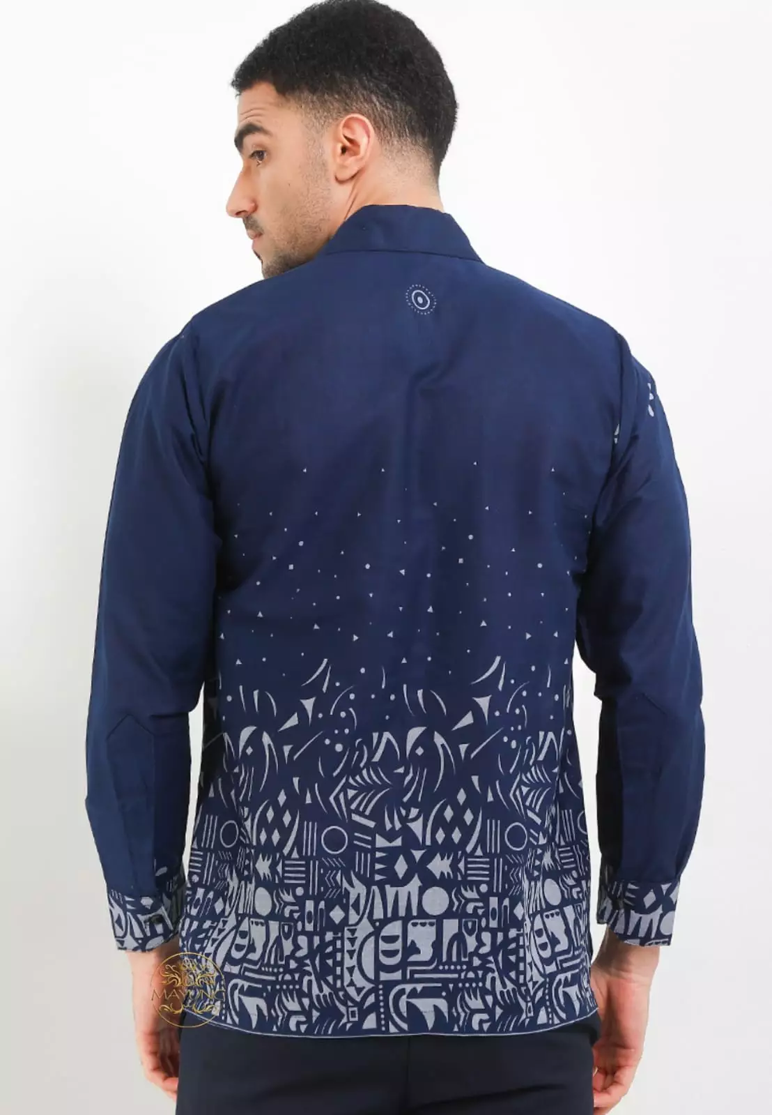 Sutena Navy Kemeja Batik Pria Premium Lengan Panjang NLN