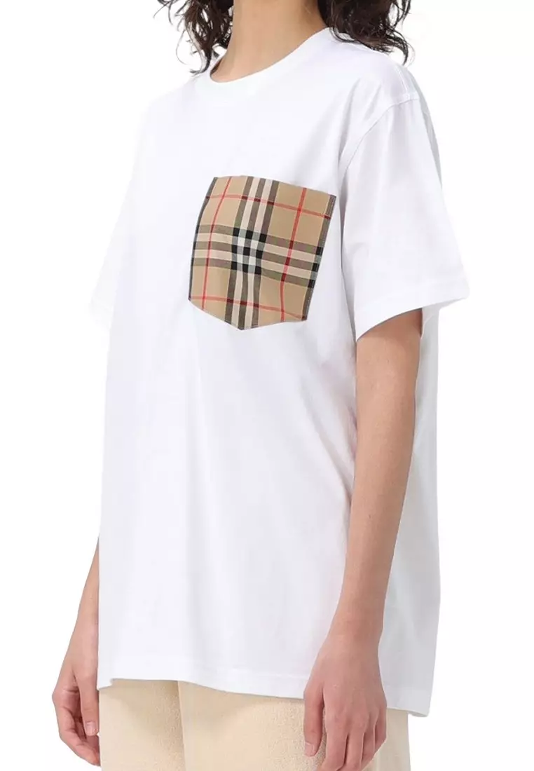 Buy Burberry Check Pocket T-Shirt in White 2025 Online | ZALORA